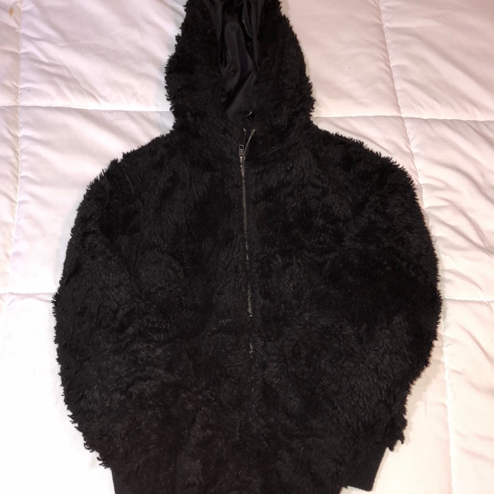 BLACK FURRY H&M JACKET